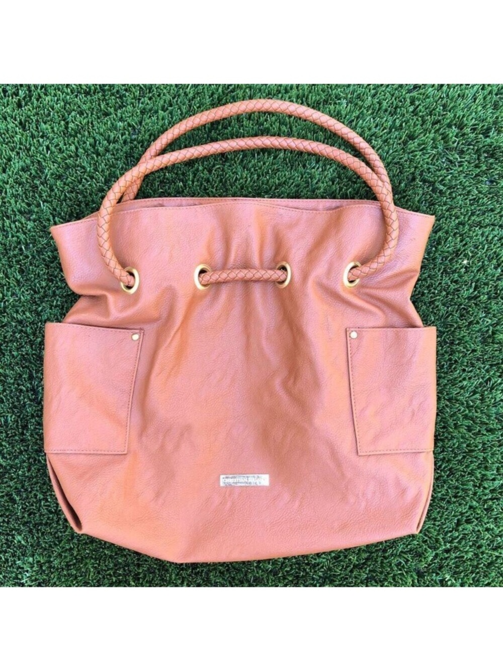 Leather Rope-Handle Tote Bag in Tan